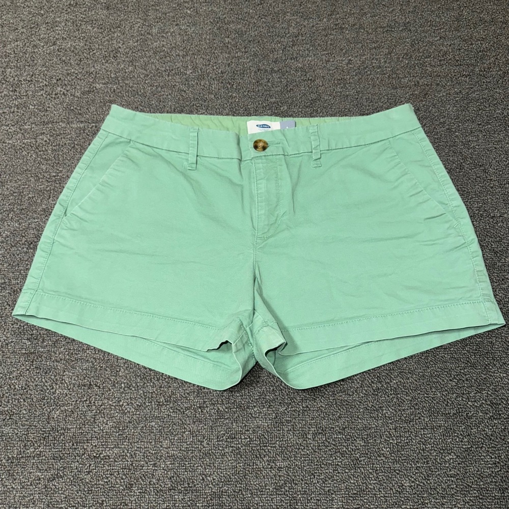Old Navy Everyday Shorts Women 4 Mint Green Stretch Cotton Chino Mid Rise Casual